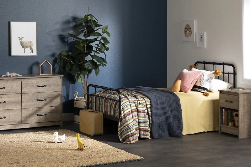 Tassio Table de chevet 1 tiroir Chêne vieilli