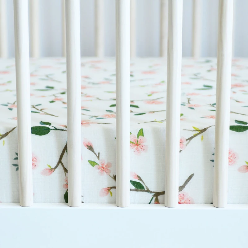 Drap de lit en Mousseline de Coton Red Rover - Peach Blossom - Notre exclusivité