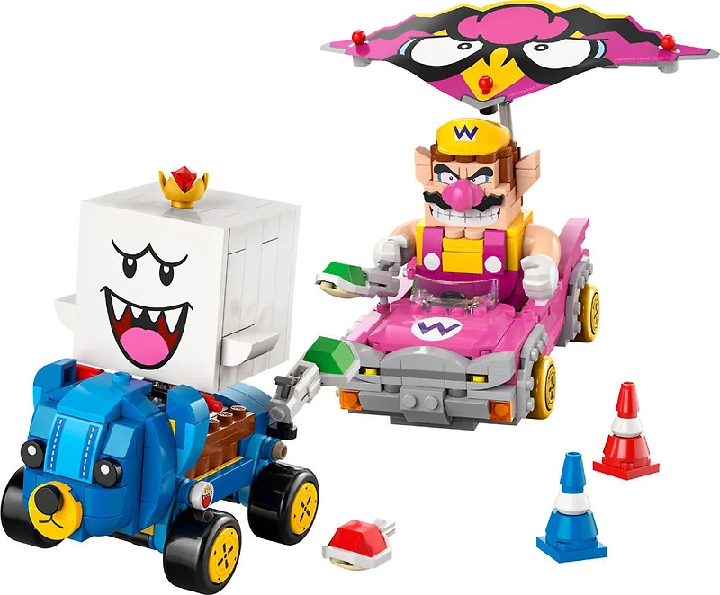 LEGO Super Mario : Mario Kart - Wario et Roi Boo, Figurines et 2 Véhicules de Dérive 72038