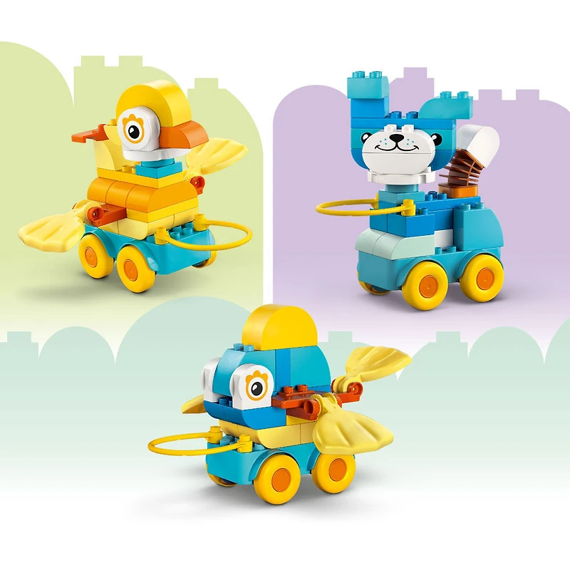 LEGO DUPLO Ma Ville Les Animaux sur Roues 3en1, Jouet de Construction pour un Jeu Imaginatif, Cadeau pour Tout-Petits 10448