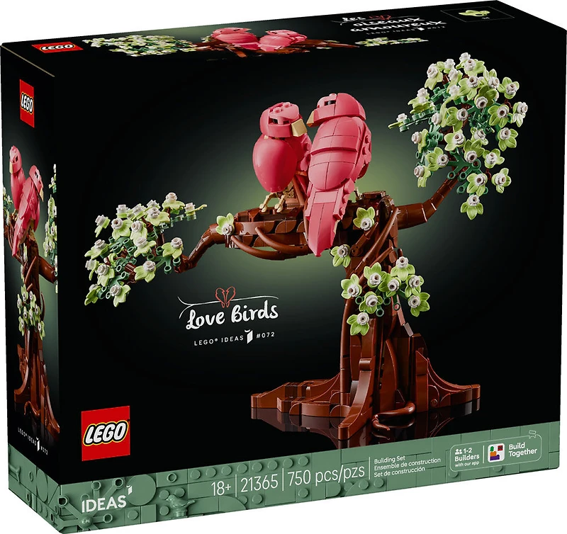 LEGO Ideas Les Oiseaux Amoureux, Ensemble de Construction, Décoration d'Oiseau, Cadeau de la Saint-Valentin, Ensemble de Loisirs Créatifs pour Adultes 21365