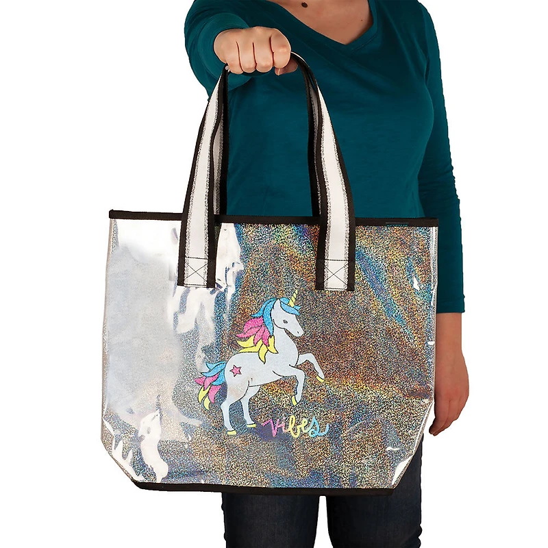 Fashion Angels - Transparent  Holographic Tote - Good Vibes Unicorn - English Edition