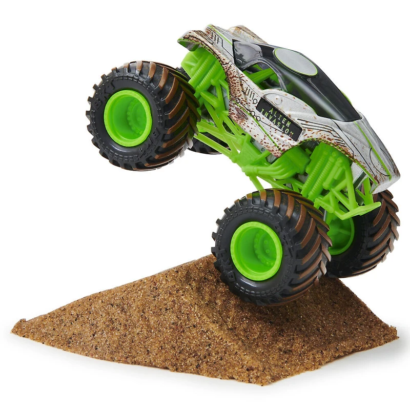 Monster Jam, Coffret débutant Monster Dirt Alien Invasion, avec 227 g de Monster Dirt et un monster truck officiel à l'échelle 1:64