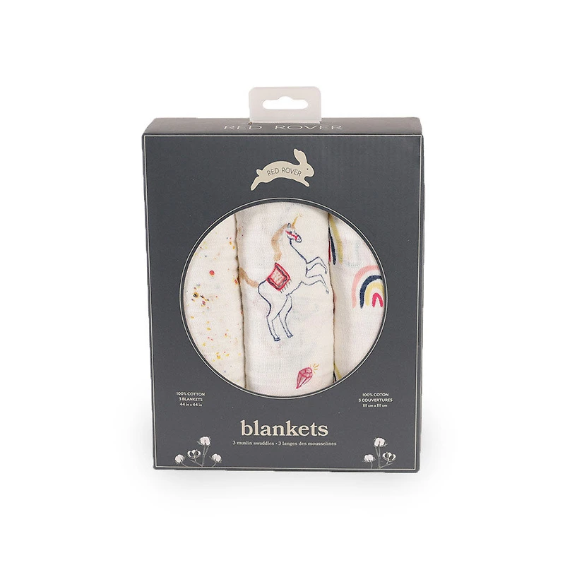 Red Rover - Cotton Muslin Swaddle 3 Pack - Little Unicorns