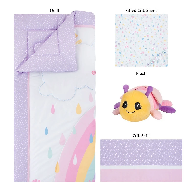 Rainbow Showers 4 Piece Crib Bedding Set