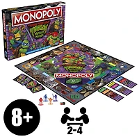 Monopoly Teenage Mutant Ninja Turtles: Mutant Mayhem Edition Board Game for Kids, Kids Board Games for 2-4 Players