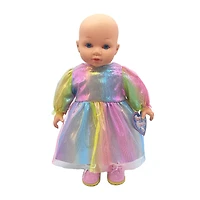 Robe et chaussures arc-en-ciel pour poupée de 36 cm
