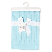 Baby Mode Signature Blue Classic Cable Knit Blanket