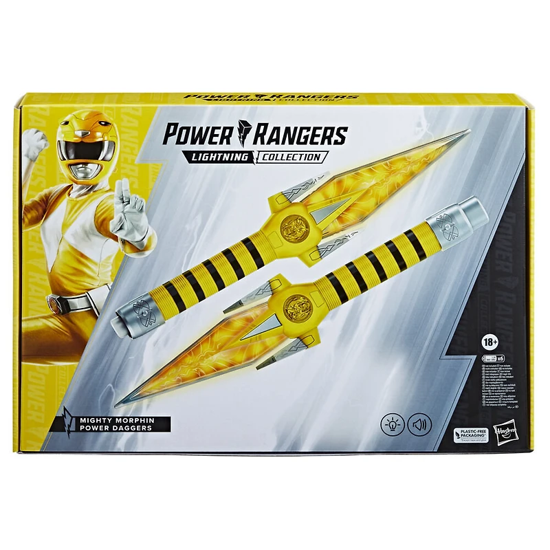 Power Rangers Lightning Collection Mighty Morphin, Ranger Jaune, Dagues de pouvoir, articles de cosplay premium de collection