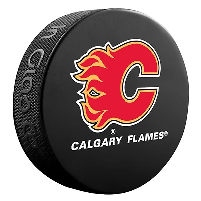 Rondelle avec logo de base des Flames de Calgary de la LNH