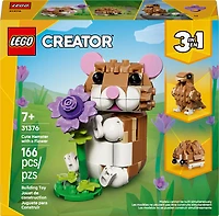 LEGO Creator 3 en 1 Le Hamster Mignon avec une Fleur, Le Jouet se Transforme en Hérisson ou en Aigle 31376