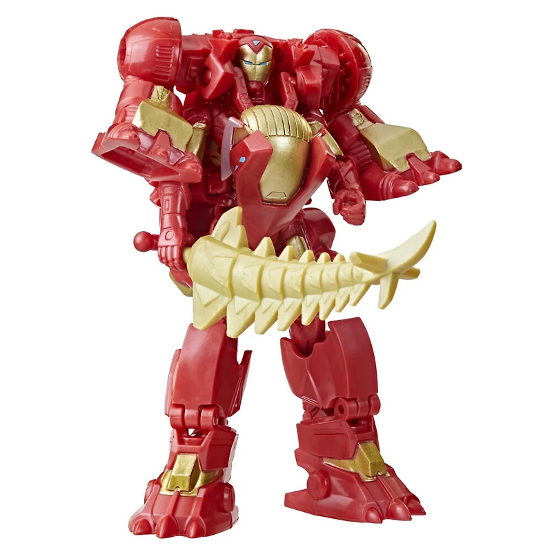 Marvel Mech Strike Mechasaurs, figurine Iron Man de 10 cm avec Iron Stomper Mechasaur