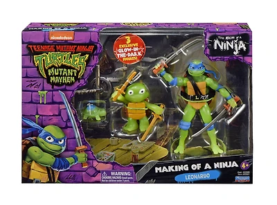 Les Tortues Ninja Mutantes: Mutant Mayhem Making of a Turtle 3Pk Figure Leonardo Bundle - Notre exclusivité