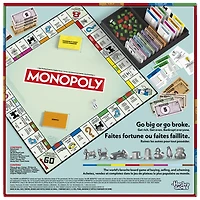 Monopoly, jeu de plateau avec boîte de rangement et pions grand format