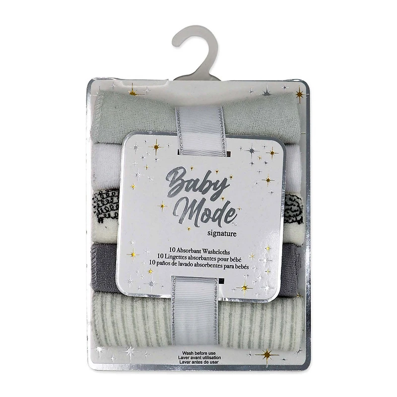 Baby Mode Signature Ivory Sheep Washcloth- Set of 10