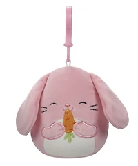 Squishmallows de 8,8 cm à pince - Pâques - Bop lapin rose grignotant une carotte