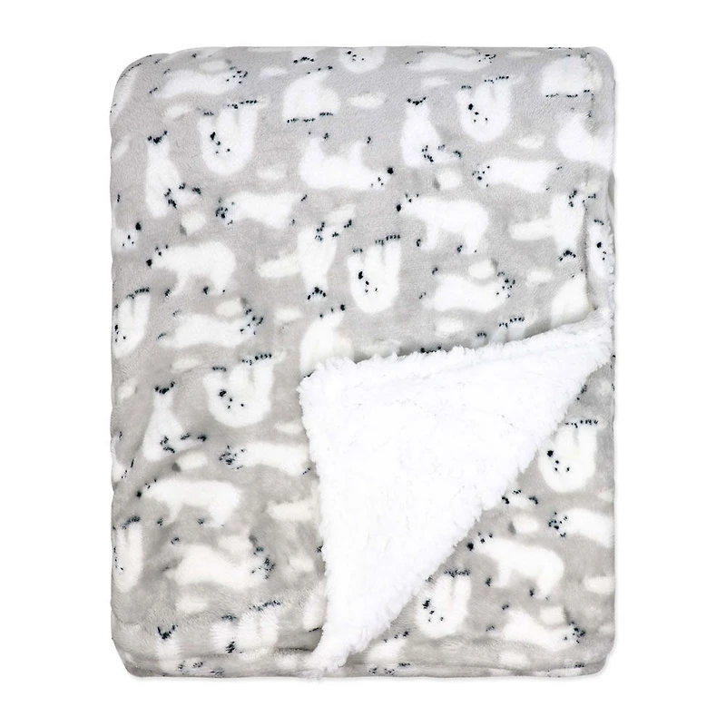 Jesse & Lulu Lounge Blanket with Sleep Mask: Grey Polar Bear