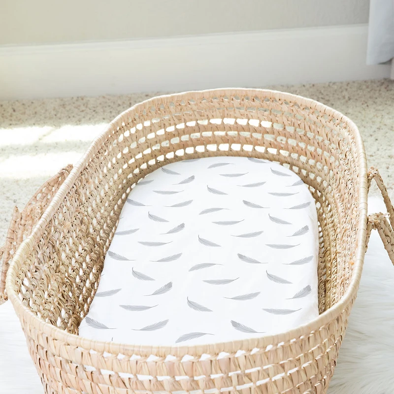 Kushies Flannel Bassinet Sheet - Grey Feather