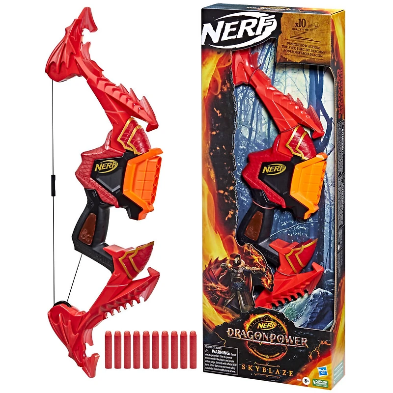 Nerf DragonPower, arc à fléchettes Skyblaze, inspiré de Dungeons and Dragons, 10 fléchettes Nerf, range 5 fléchettes - Notre exclusivité