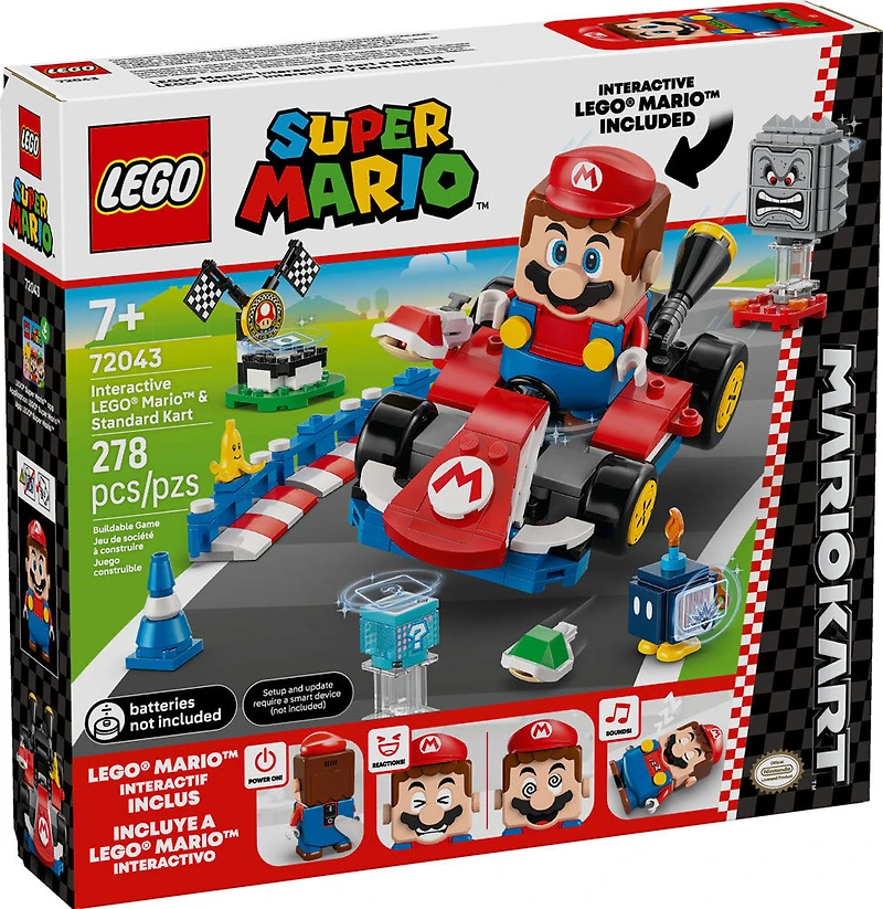 LEGO Super Mario : Mario Kart - LEGO Mario Interactif et Kart Standard, Jouet 72043