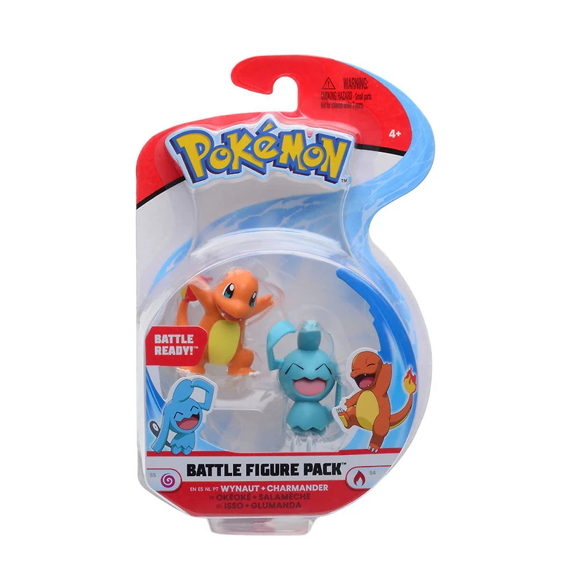 Pokémon - Figurine de combat, paquet de 2 - Salamèche (Charmander) no 3 et Okéoké (Wynaut)