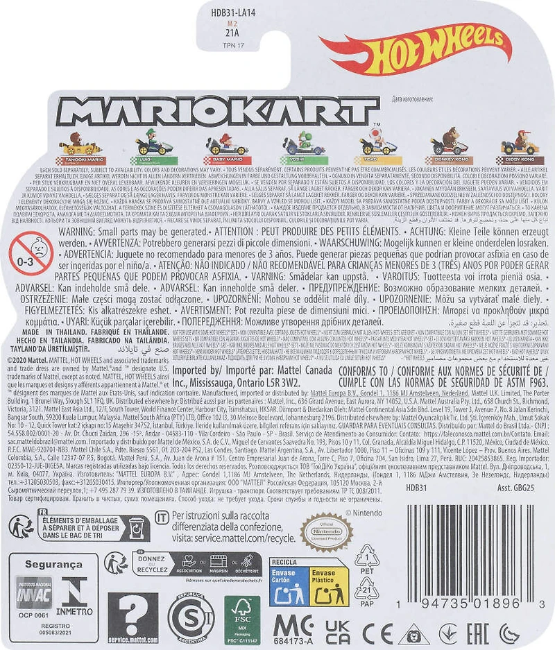 Tanooki Mario Bumble V et karts de Mario Kart de véhicules Hot Wheels