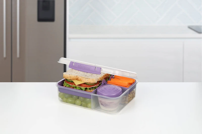 Sistema Bento Box To Go Lunch Box with Yogurt Container, 1.65 L, BPA Free, Colour May Vary