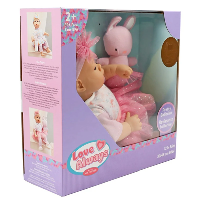 Poupon ballerine de 30,50 cm avec petit lapin en peluche