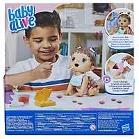 Baby Alive Lil Snacks Doll, Eats and "Poops," 8-inch Baby Doll with Snack Mold, Brown Hair