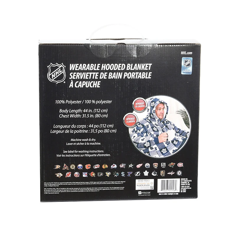 Couverture portable surdimensionnée à capuchon en sherpa des Maple Leafs de Toronto de la LNH taille unique