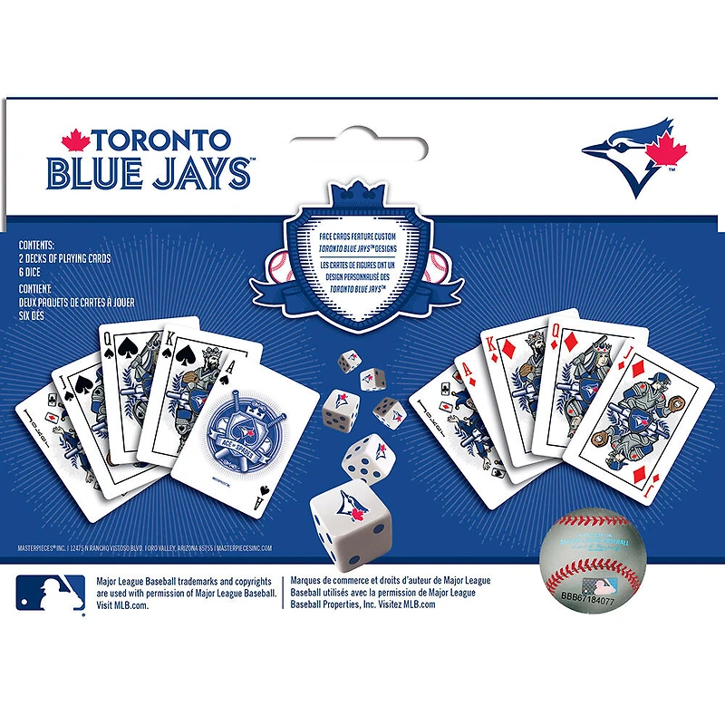 Masterpieces Puzzle Company Toronto Blue Jays ensemble de deux jeux de cartes et de dés jeu de cartes