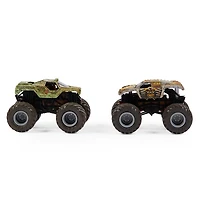 Monster Jam, Coffret de 2 monster trucks officiels en métal moulé Soldier Fortune vs. Max D qui changent de couleur, échelle 1:64