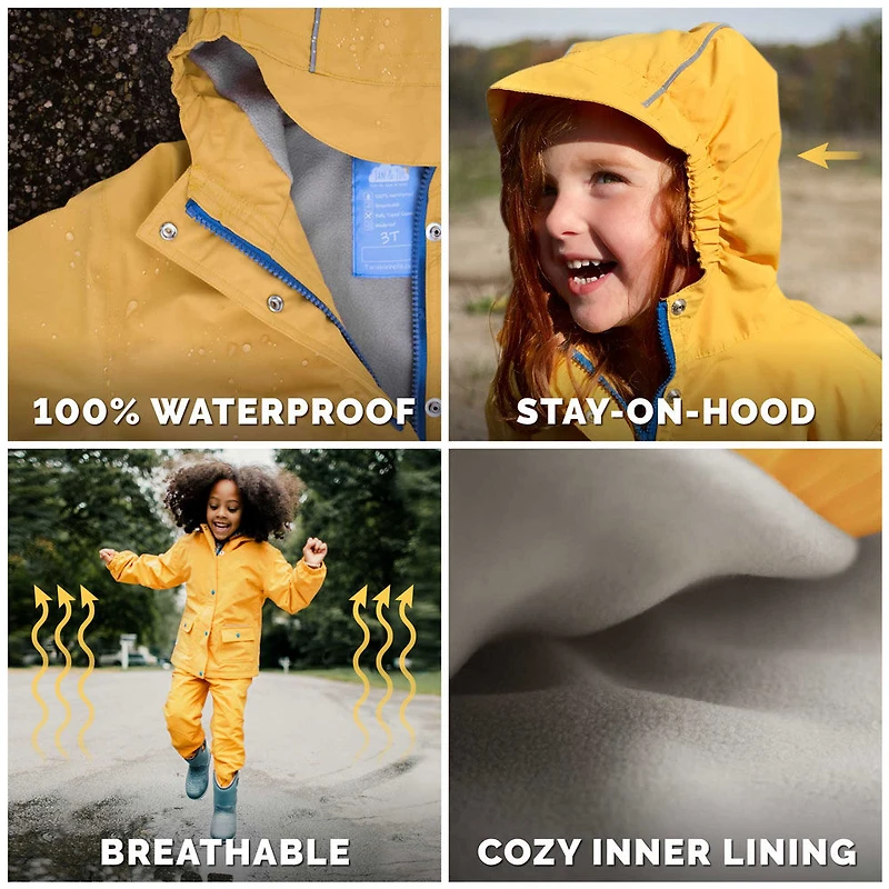 Kids Fleece Lined Rain Jackets | White Tulip
