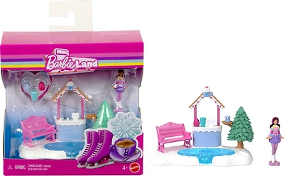 Barbie-Patinoire Mini BarbieLand-Coffret poupée, mobilier et accessoires