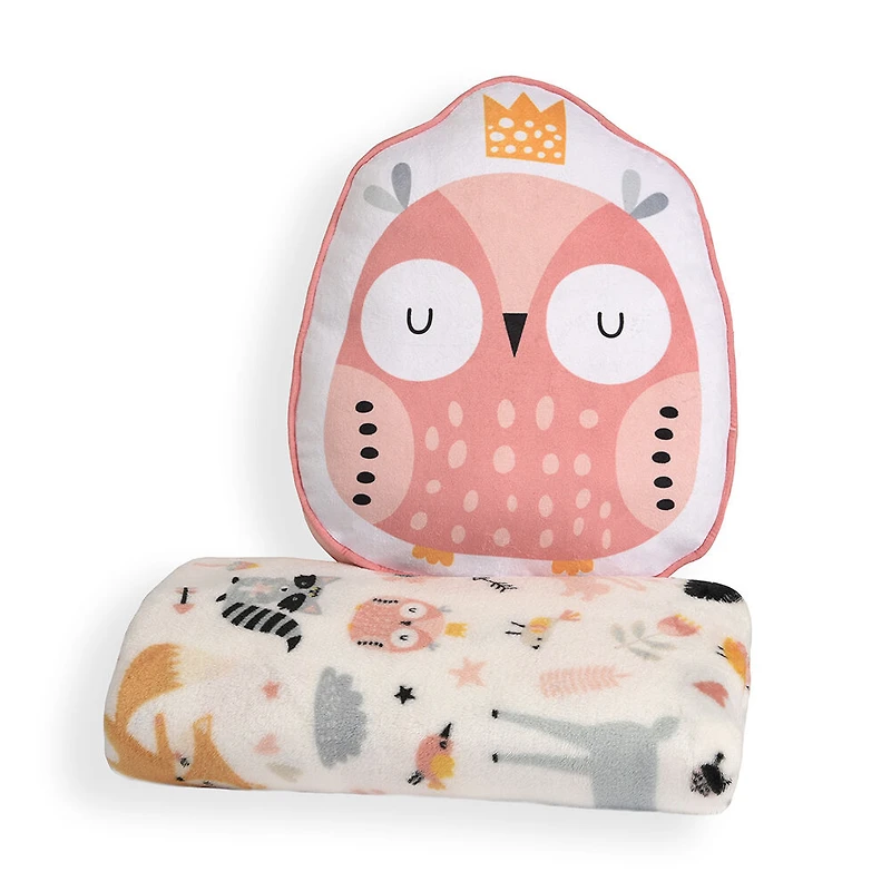 Owl Plush Throw and Pillow Set