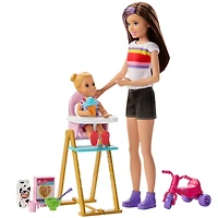 Coffret de jeu Skipper Babysitters Inc. Barbie avec poupée Skipper, poupée Tout-petit qui se nourrit et plus encore