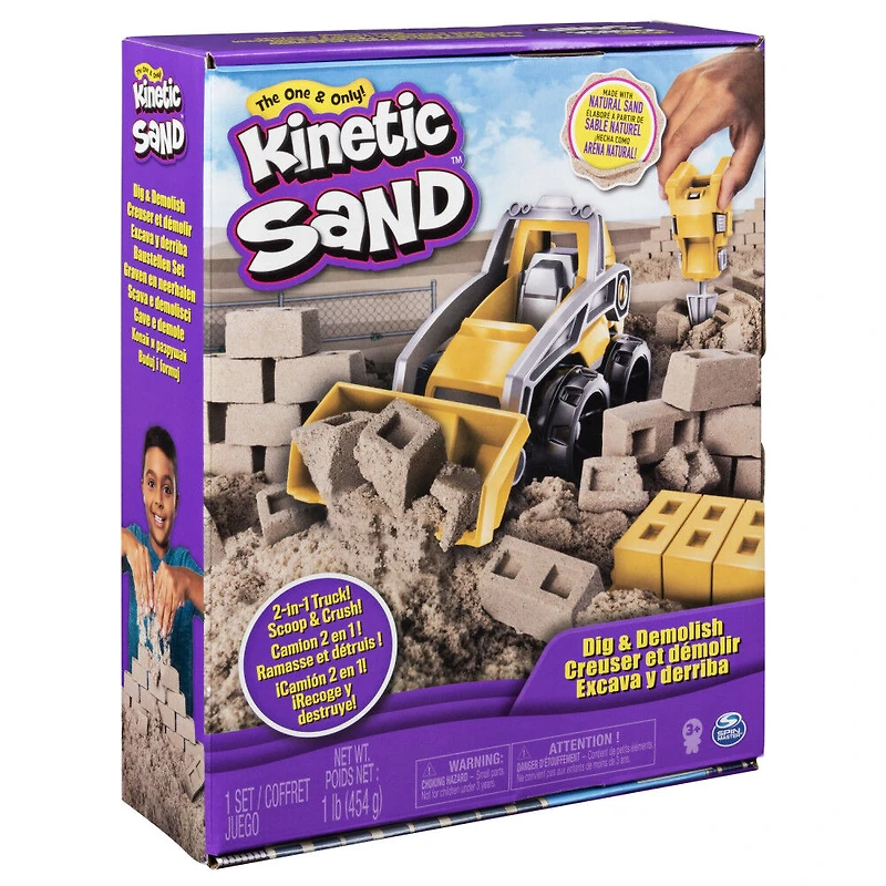 Kinetic Sand, Coffret Camion pour creuser et démolir avec 454 g de Kinetic Sand