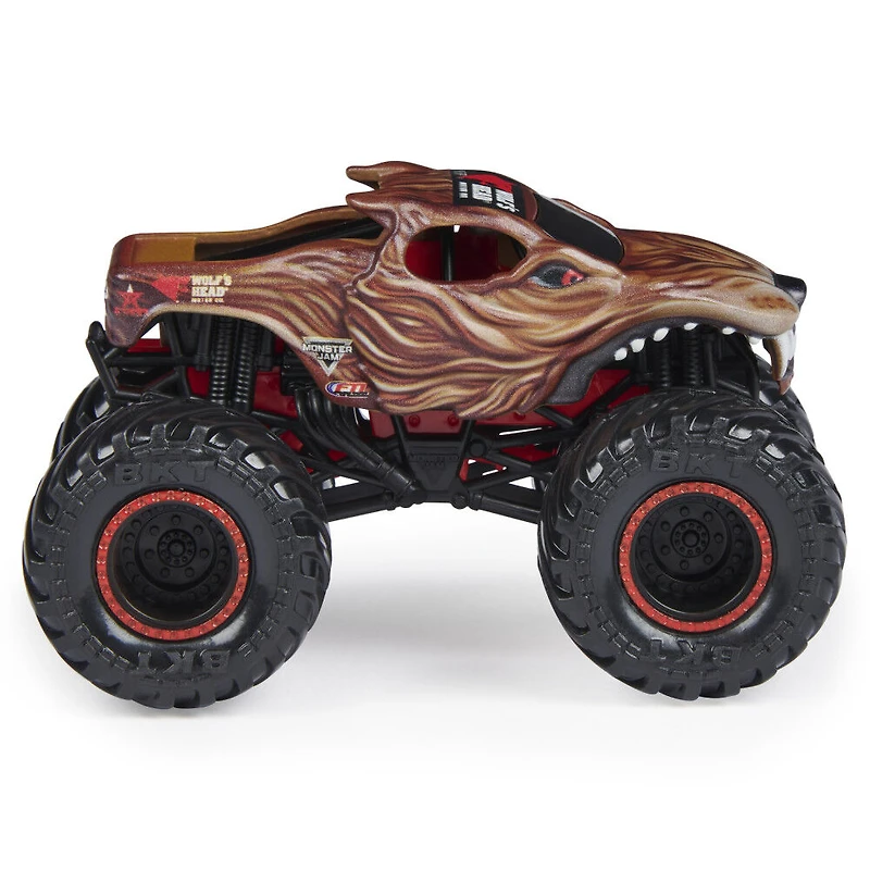 Monster Jam, Monster truck Wolf's Head officiel, véhicule en métal moulé, série Ruff Crow, échelle 1:64
