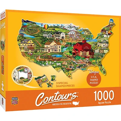 "Contours" - "America The Beautiful" - Puzzle En Forme De 1000 Pièces