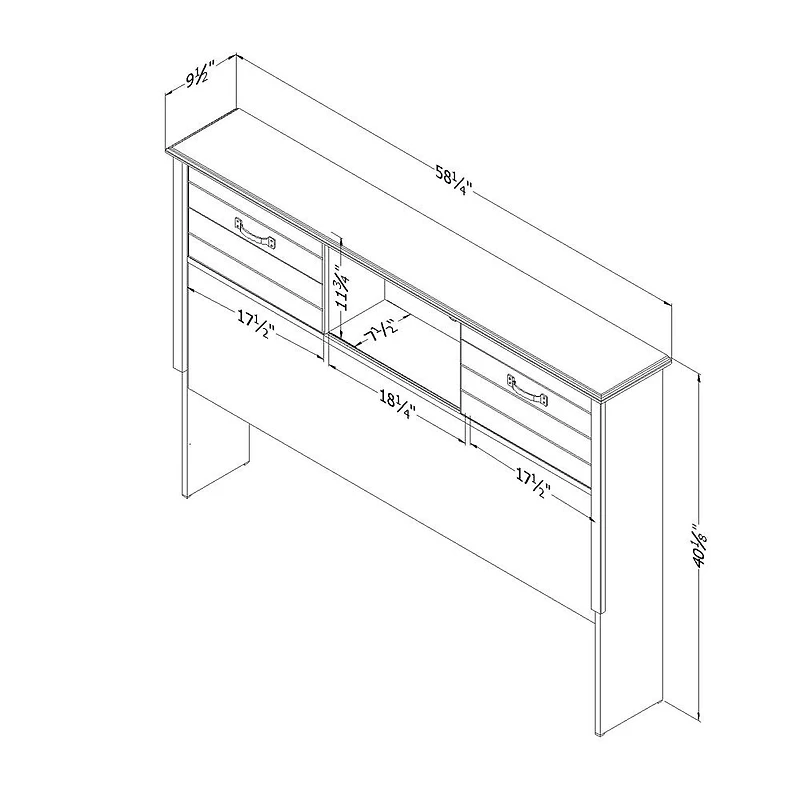 Ulysses Bookcase Headboard with Storage and Sliding Doors- Blueberry
