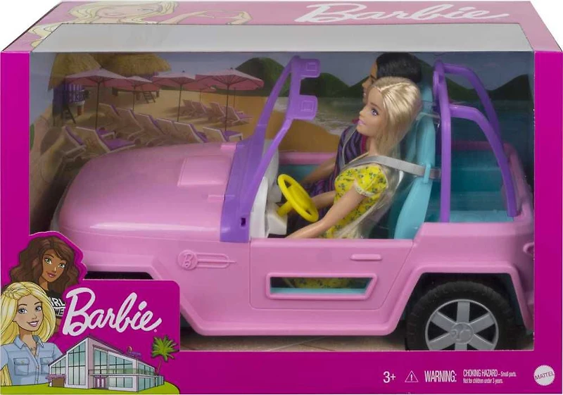 Barbie-Coffret Véhicule avec 2 Poupées et un 4x4