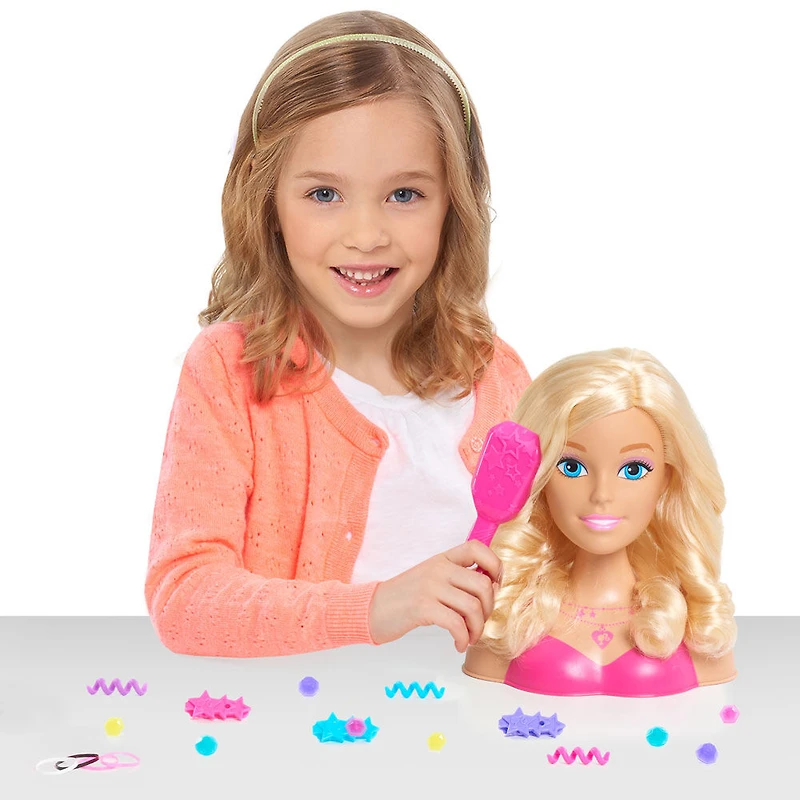 Barbie Fashionistas 8-Inch Styling Head, Blonde, 20 Pieces Include Styling Accessories, Hair Styling for Kids