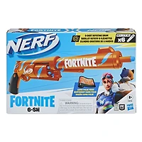 Nerf Fortnite, blaster 6-SH avec revêtement Camo Pulse, mécanisme à percuteur, barillet rotatif 6 fléchettes