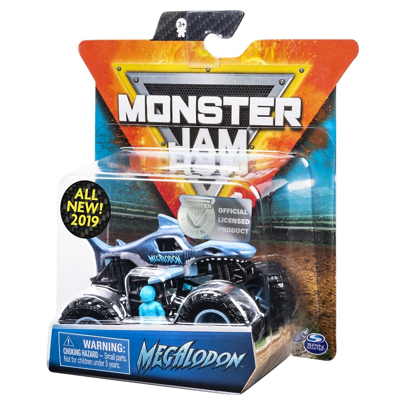 Monster Jam, Monster truck authentique Megalodon en métal moulé à l'échelle 1:64