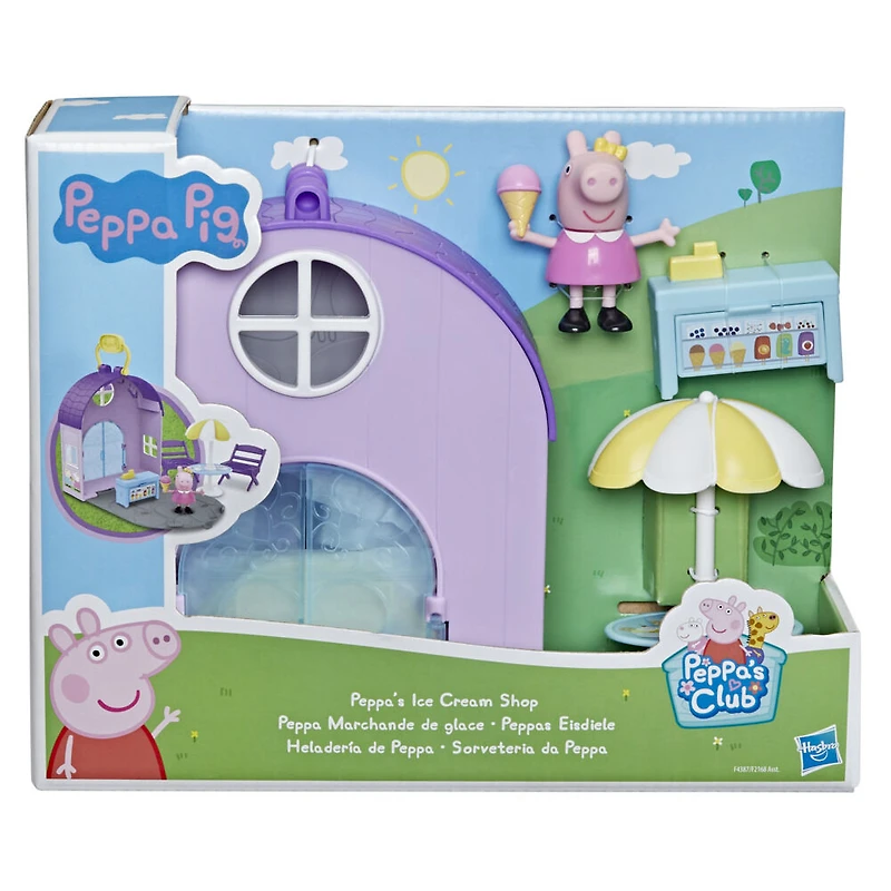 Peppa Pig Peppa's Club Peppa's Ice Cream Shop Preschool Playset Toy, Includes 1 Figure, 4 Accessories, Carry Handle