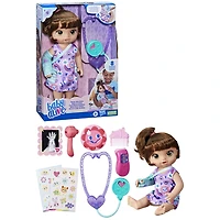 Baby Alive, Bella va mieux, coffret de poupée (cheveux bruns) pour jouer au docteur