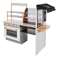 Little Tikes Real Wood Café and Bakery Exclusive Roleplay Kitchen Cook and Serve With Realistic Lights and Sounds and Dual-Sided Play