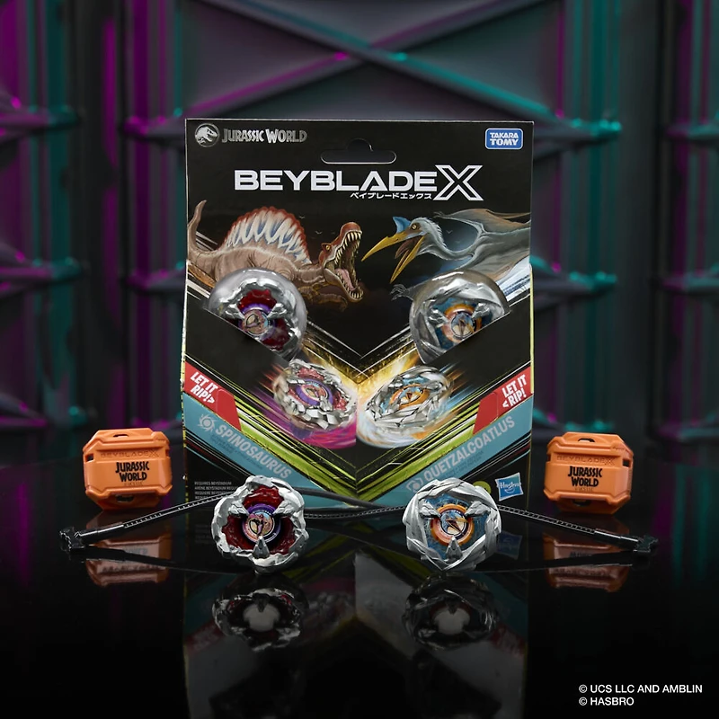 Collaboration Beyblade X Jurassic World Spinosaurus contre Quetzalcoatlus, multipack