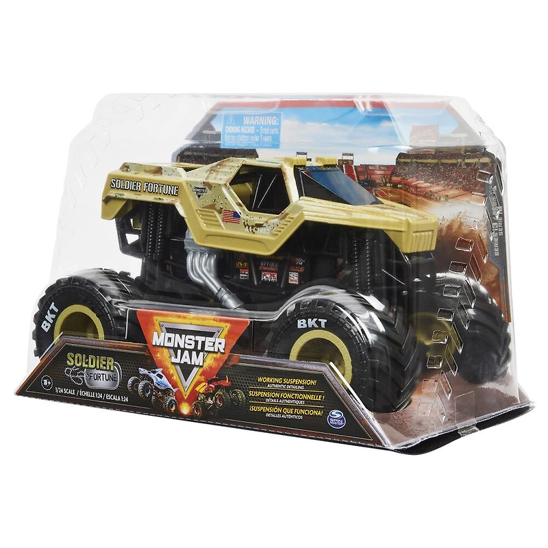 Monster Jam, Monster truck Soldier Fortune officiel, véhicule en métal moulé à collectionner, échelle 1:24