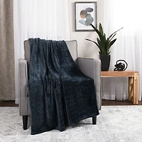 Recycled Cozy Textured Throw, Blue 50" x 60"